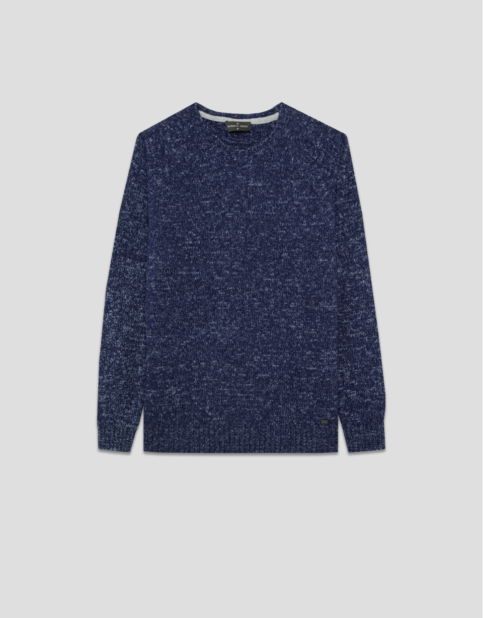Blue/light blue mouliné sweater - Man - AW2025 | Roberto Verino