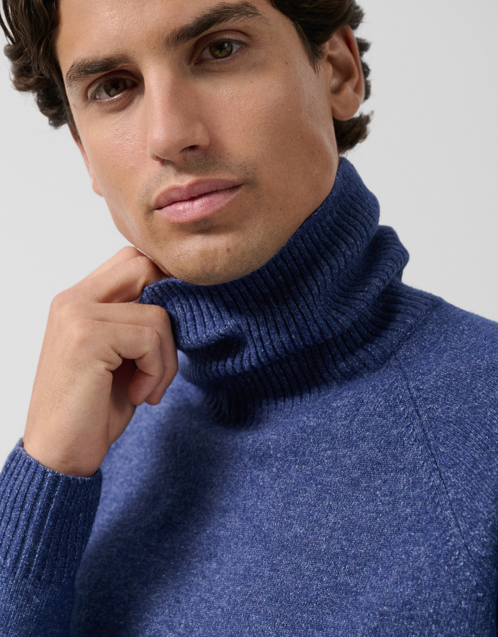 Jersey cuello cisne azul melange - Hombre | Roberto Verino
