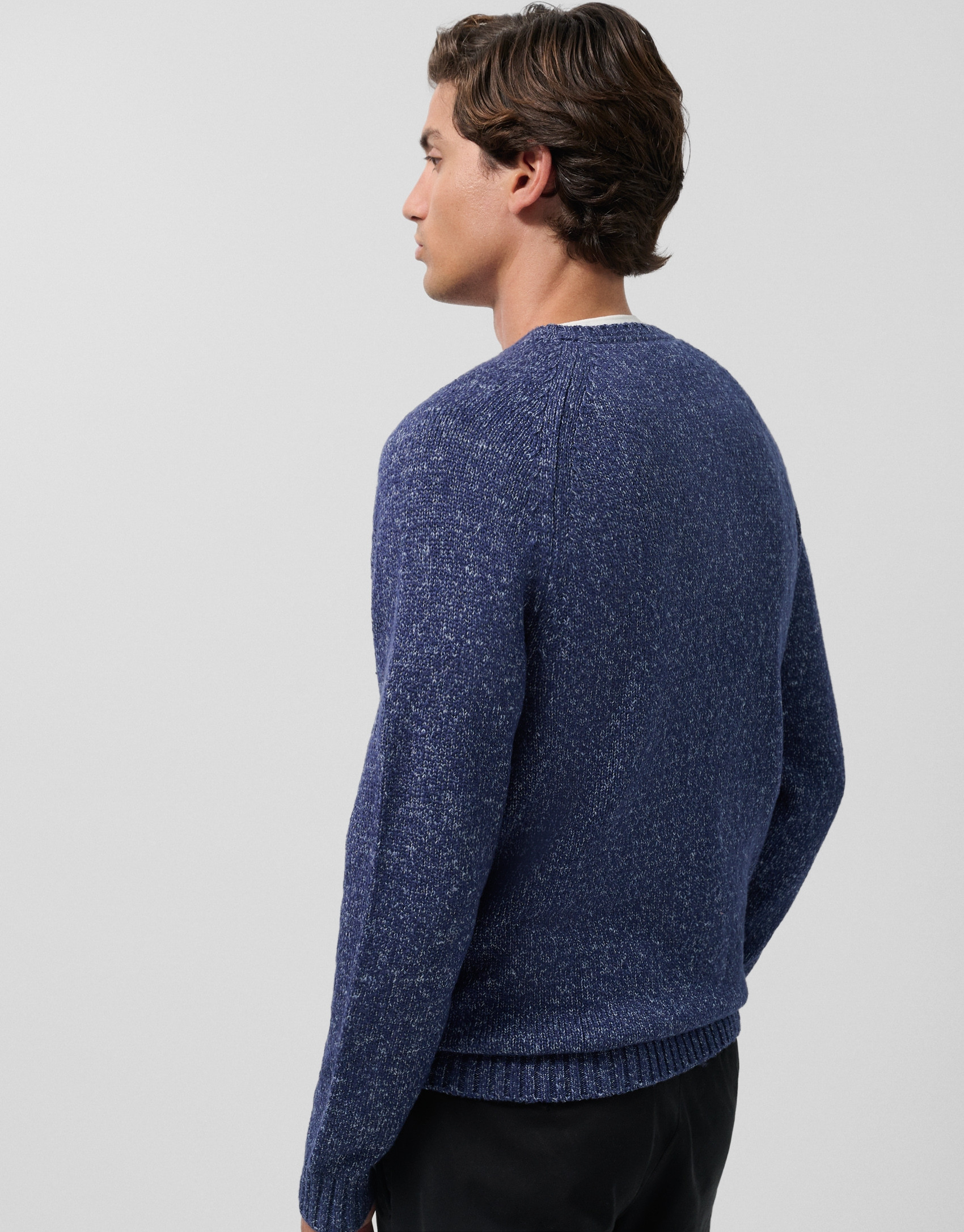 Blue/light blue mouliné sweater - Man - AW2025 | Roberto Verino