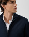 Plain high-neck navy zip-up jacket - Man | Roberto Verino