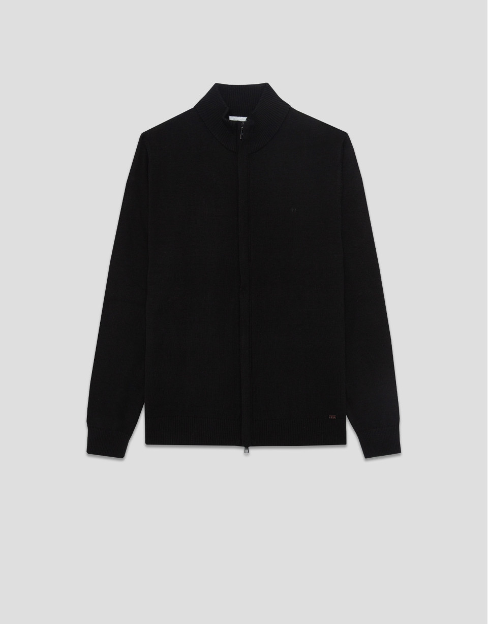 Plain black zipper jacket - Man - AW2025 | Roberto Verino