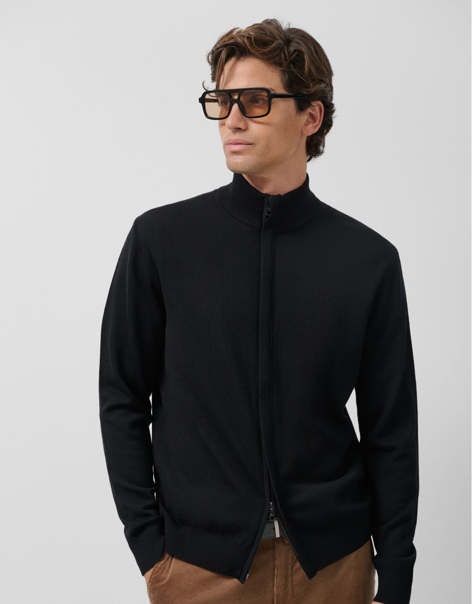 Plain black zipper jacket - Man - AW2025 | Roberto Verino
