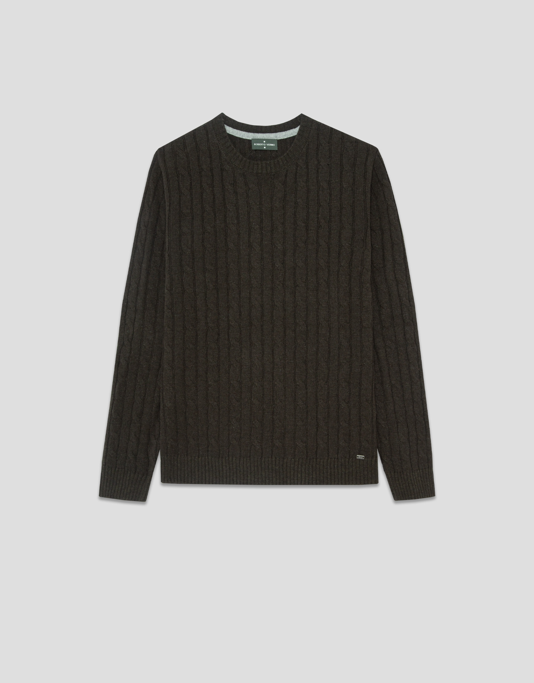 Khaki eight-stitch sweater - Man - AW2025 | Roberto Verino