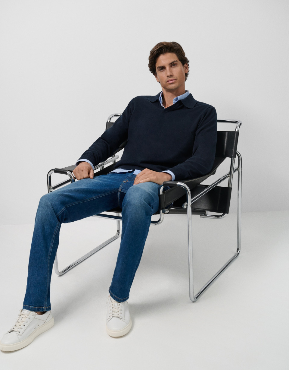 Jersey cuello polo marino - Hombre - OI2025 | Roberto Verino
