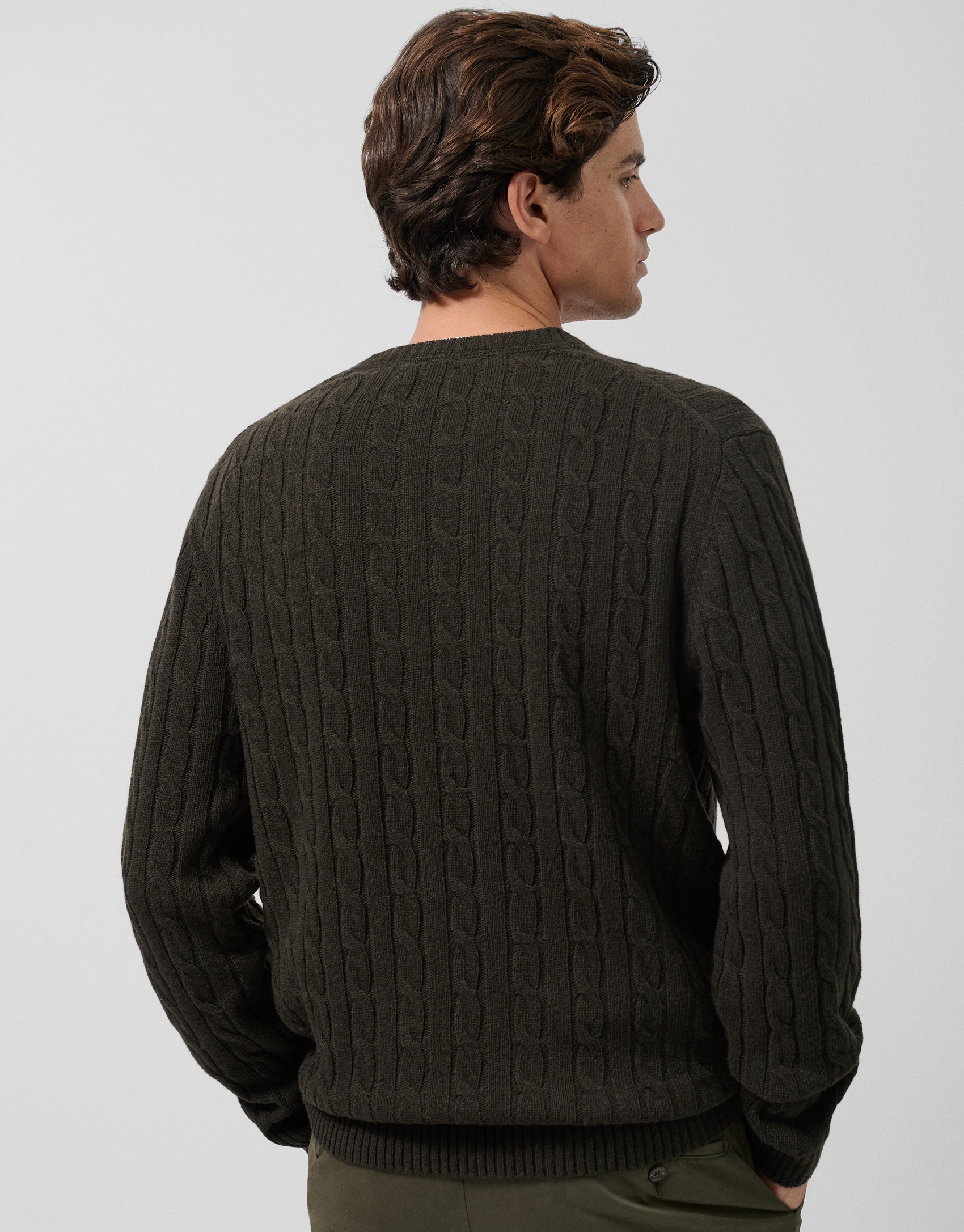 Khaki eight-stitch sweater - Man - AW2025 | Roberto Verino