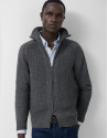 Grey melange ribbed zip-up jacket - Man | Roberto Verino