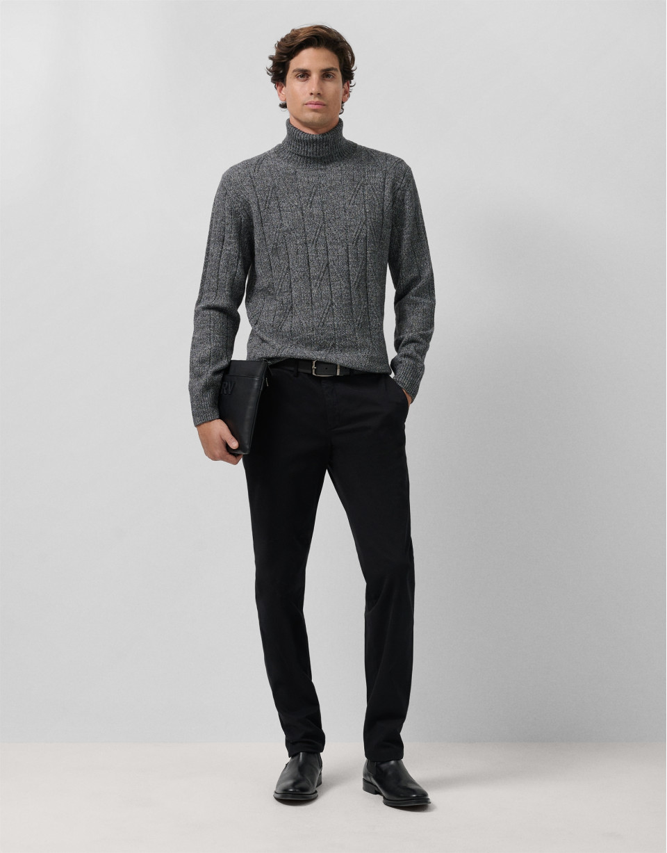 Dark grey melange turtleneck sweater - Man | Roberto Verino