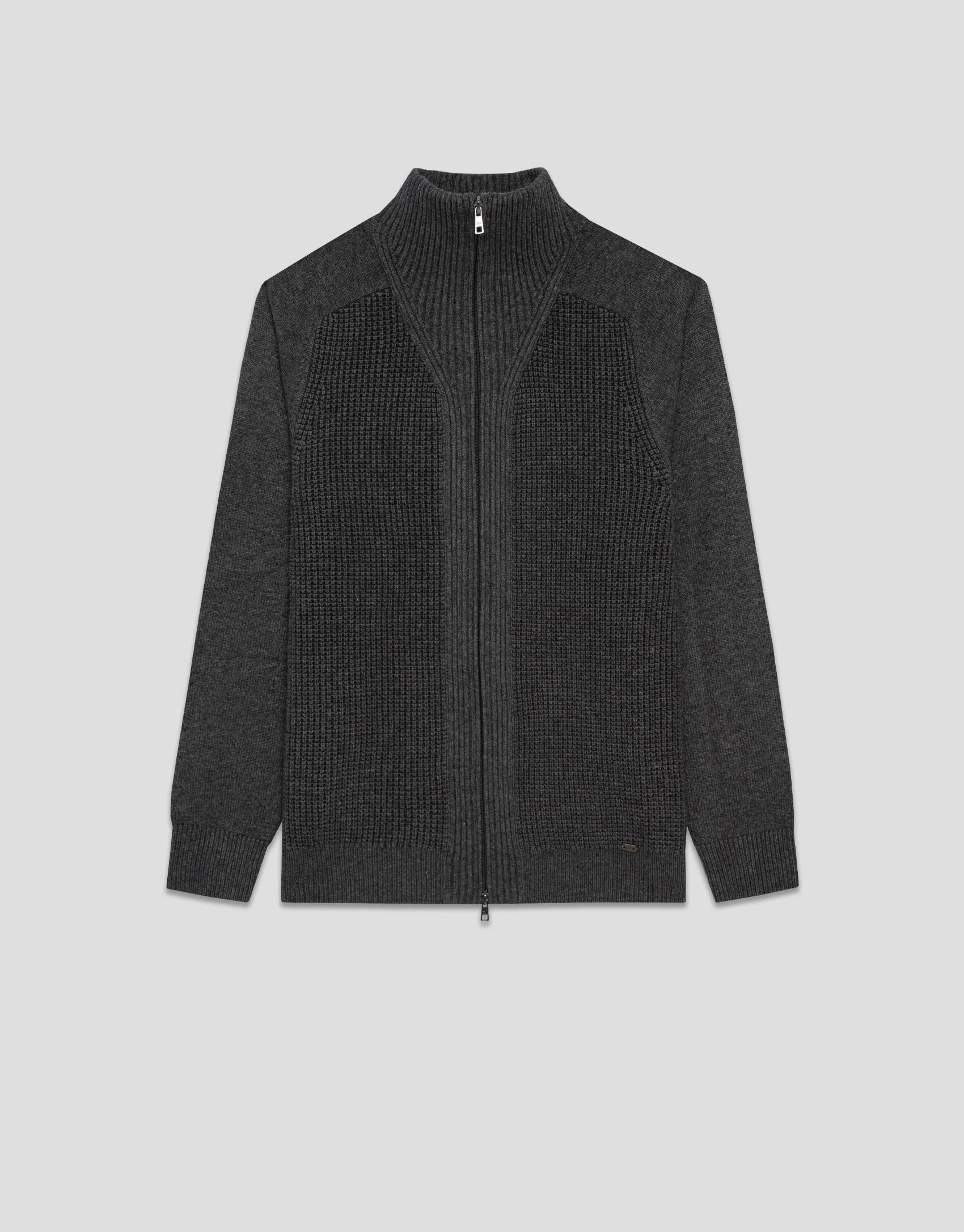 Chaqueta cremallera gris melange canalé | Roberto Verino