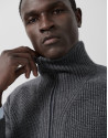 Grey melange ribbed zip-up jacket - Man | Roberto Verino
