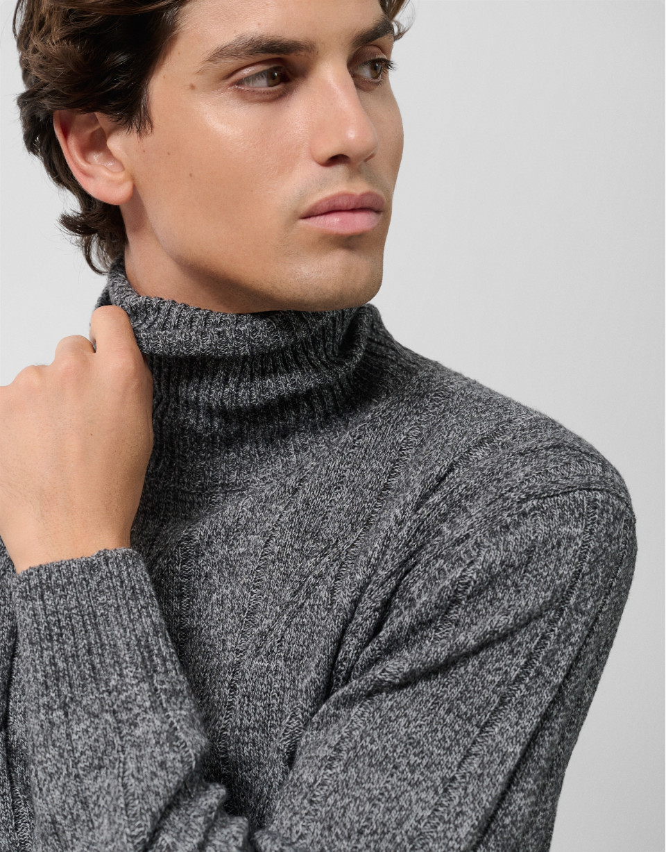 Dark grey melange turtleneck sweater - Man | Roberto Verino