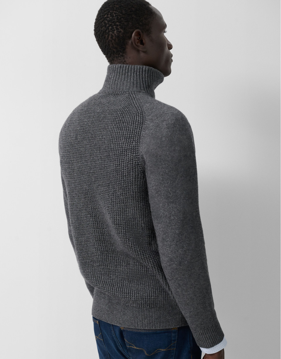 Chaqueta cremallera gris melange canalé | Roberto Verino