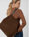 Megan brown suede shopper bag - Woman - SS2026 | Roberto Verino