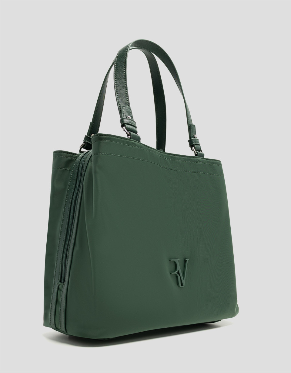 Bolso de mano Hobo Violeta M nailon verde | Roberto Verino