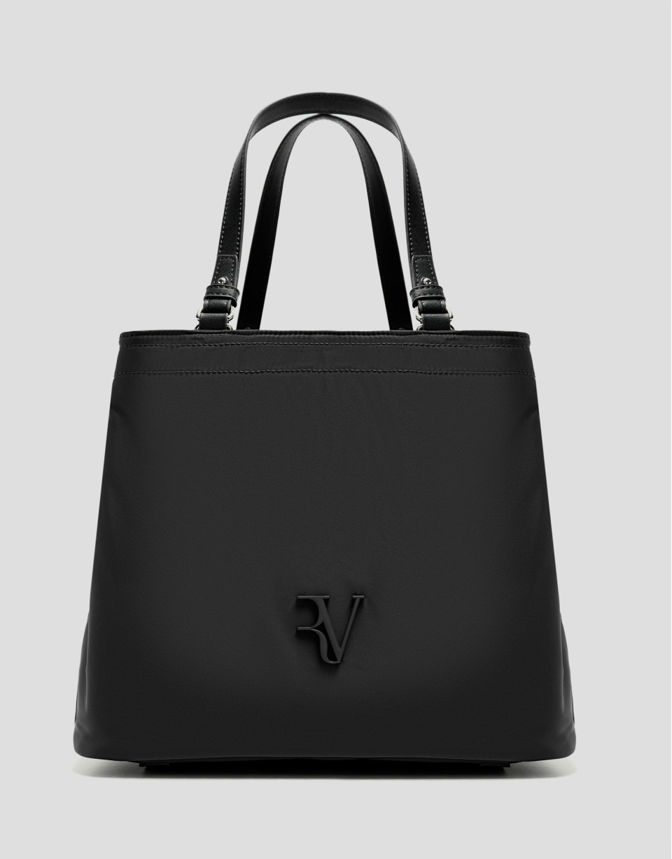 Bolso de mano Hobo Violeta M nailon negro | Roberto Verino