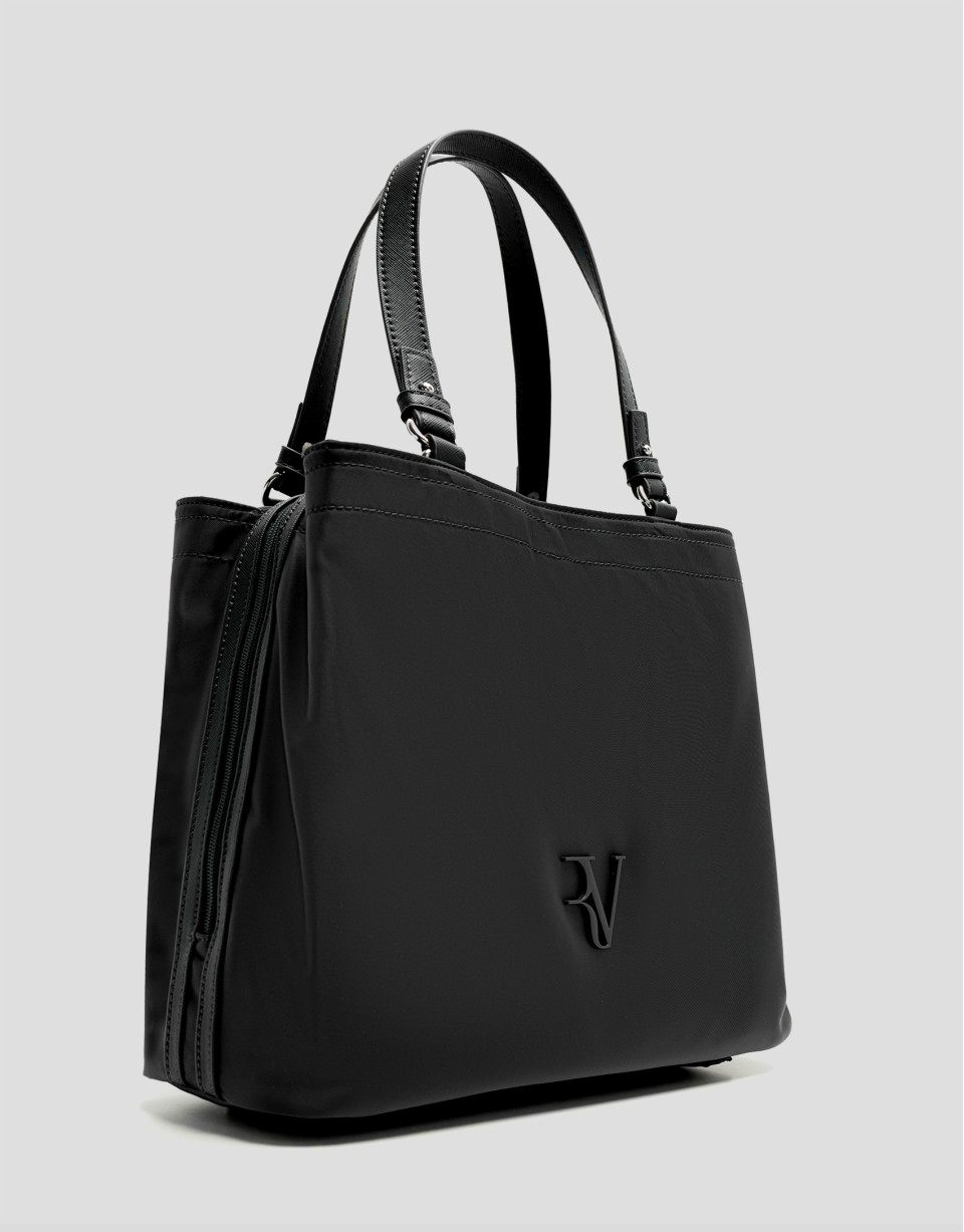 Bolso de mano Hobo Violeta M nailon negro | Roberto Verino