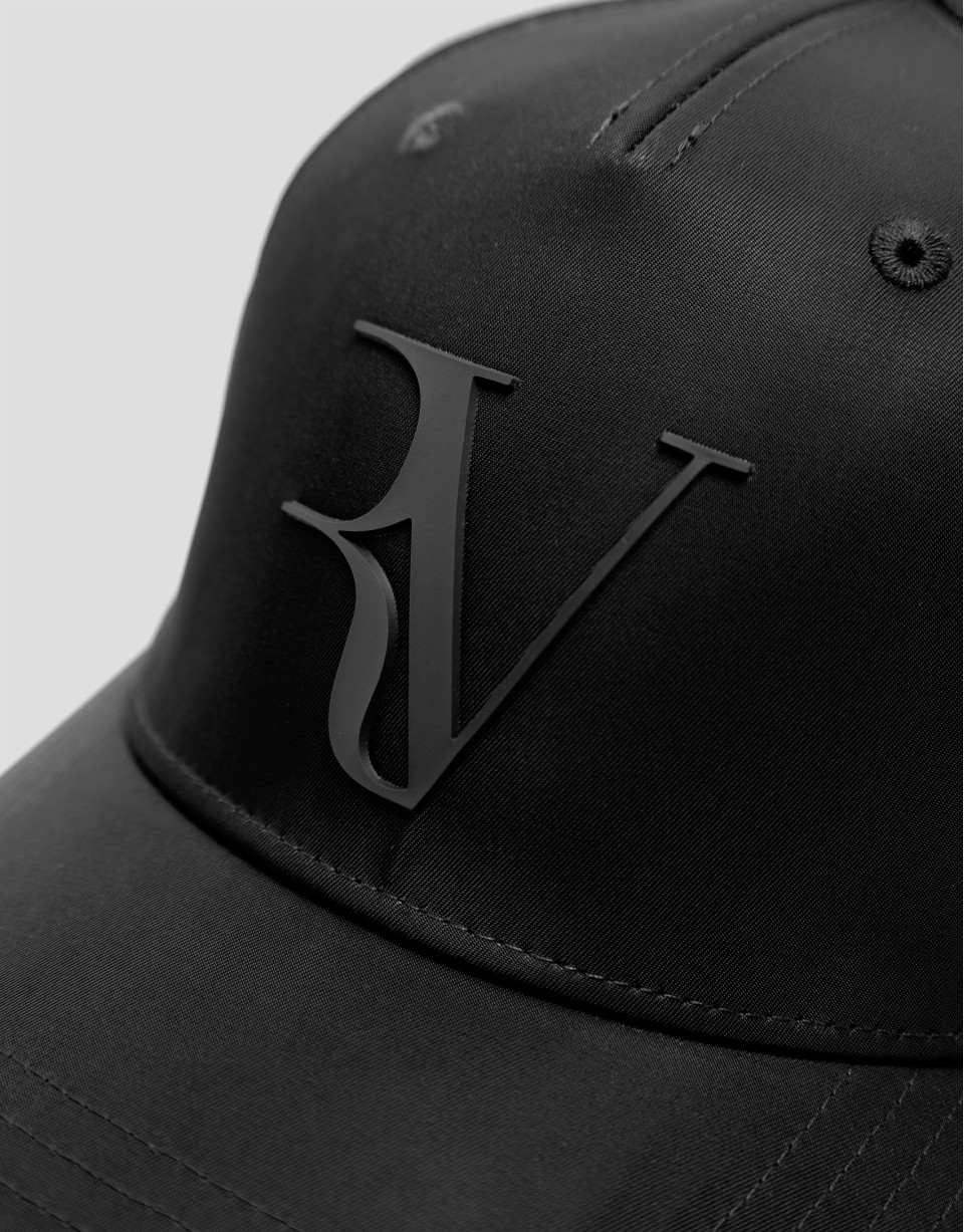Black nylon visor with embossed logo - Woman | Roberto Verino