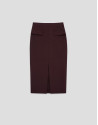 Straight midi skirt with front slit in aubergine | Roberto Verino