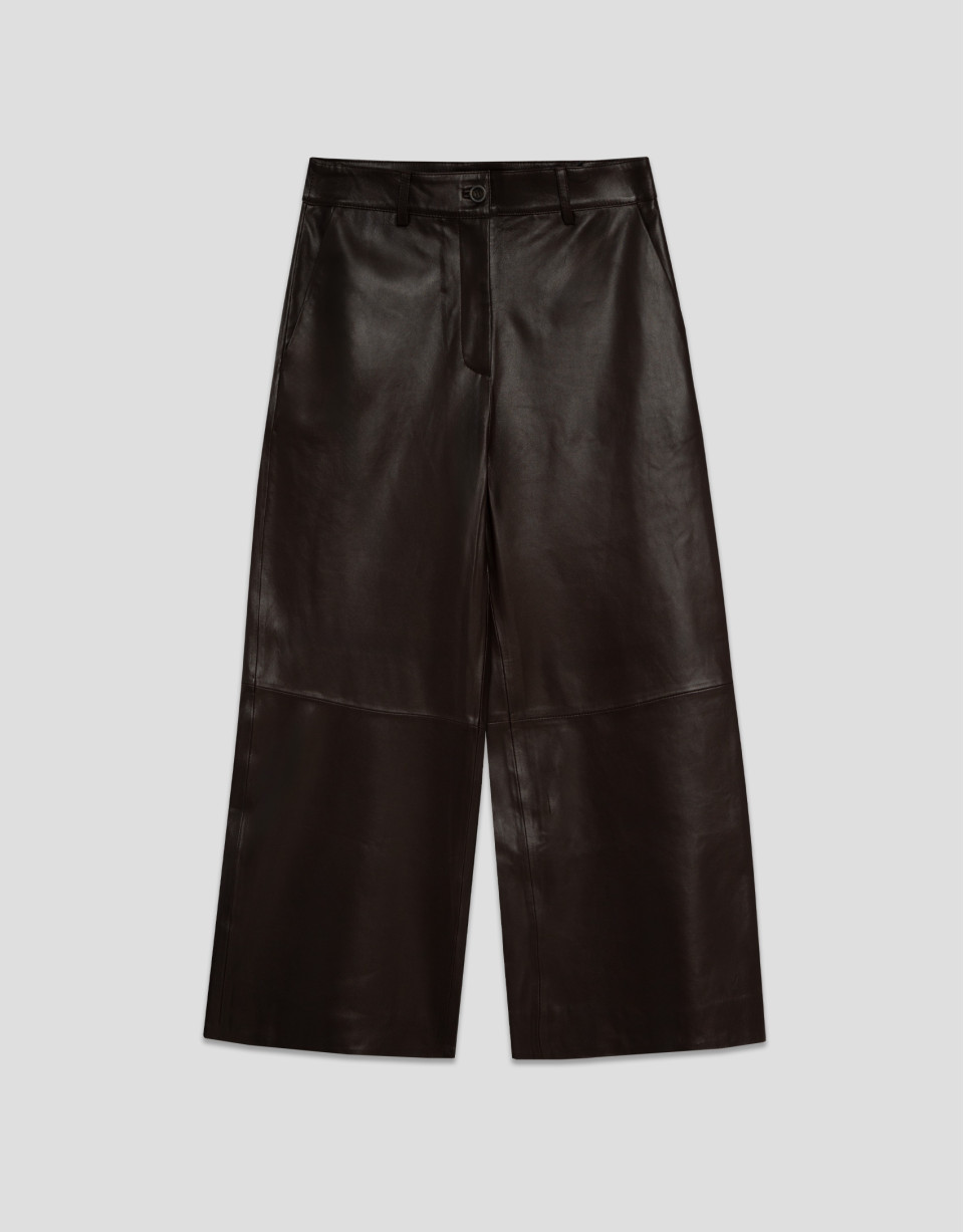 Pantalón ancho napa marrón - Mujer - OI2025 | Roberto Verino