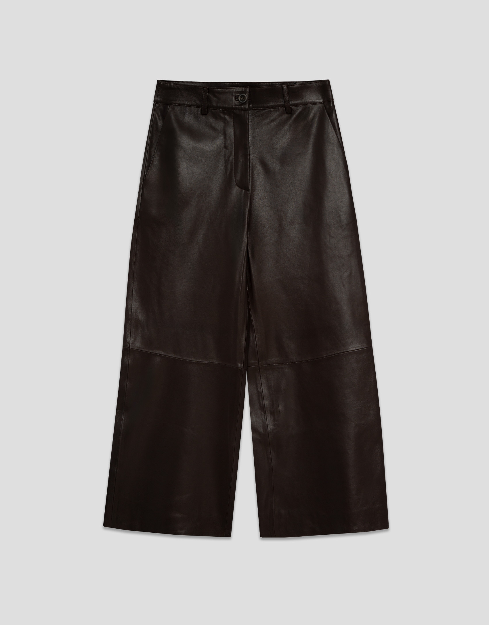 Brown napa wide-legged trousers - Woman | Roberto Verino