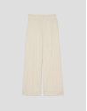 High-waisted straight-leg ecru crepe trousers | Roberto Verino