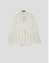 Camisa listas beige con lazada en cuello | Roberto Verino
