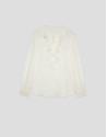 Ecru long-sleeved blouse with ruffle - Woman | Roberto Verino