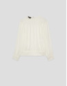 Long-sleeved puffed blouse in ecru crepe | Roberto Verino