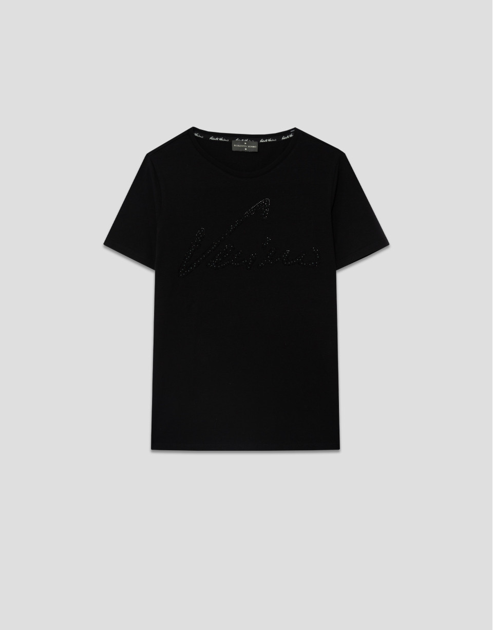 Black short sleeve t-shirt with Verino letters | Roberto Verino