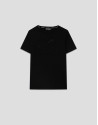 Camiseta manga corta negra con aplicaciones ... | Roberto Verino