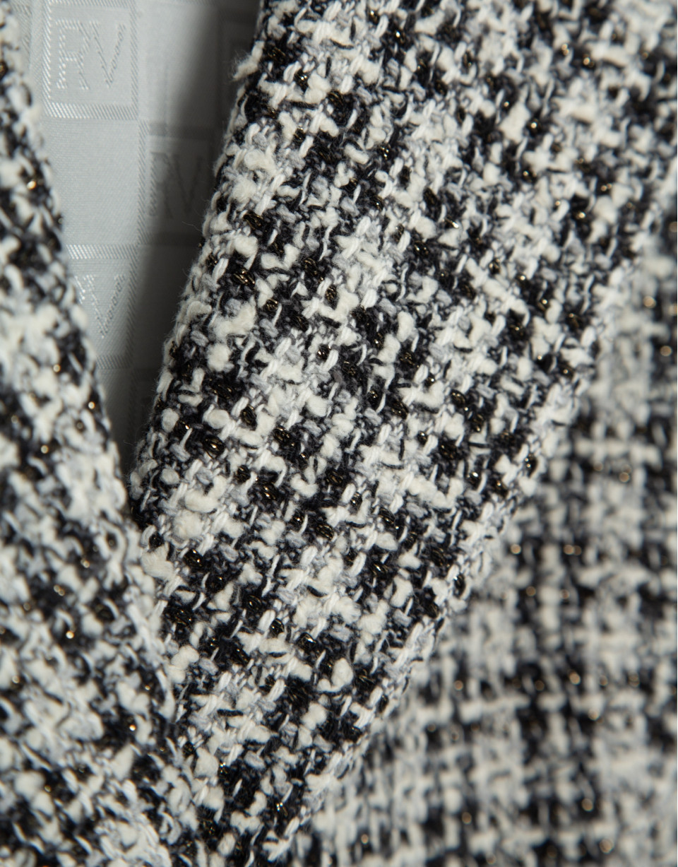 Short black and white tweed jacket with gold ... | Roberto Verino