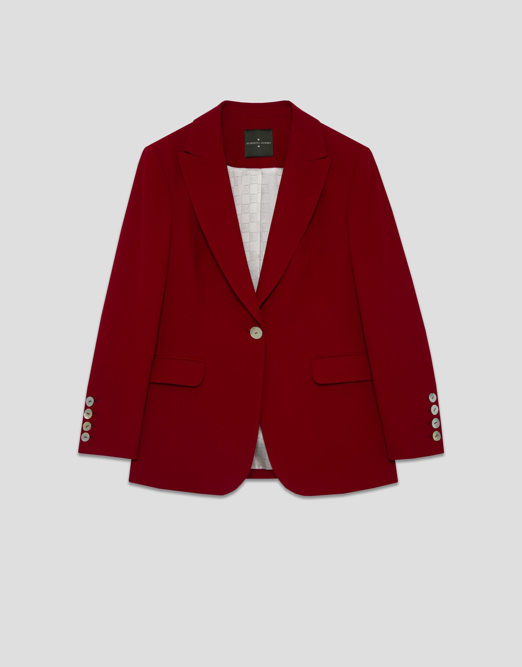 Red crepe one-button blazer - PREVIEW AW25 | Roberto Verino