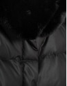 Short black quilted down jacket with fur collar | Roberto Verino