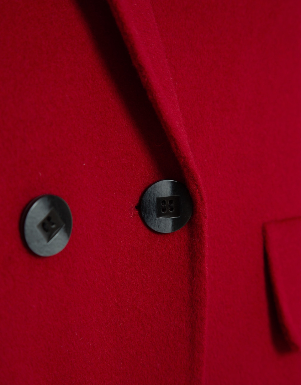 Red double-sided three-quarter length short coat | Roberto Verino