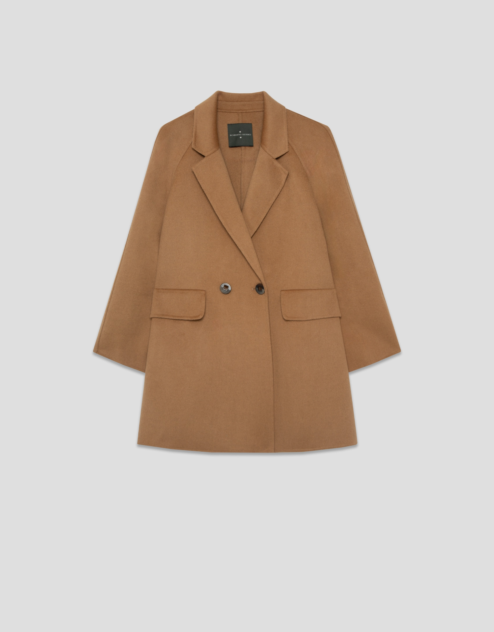 Camel double-faced three-quarter length short... | Roberto Verino