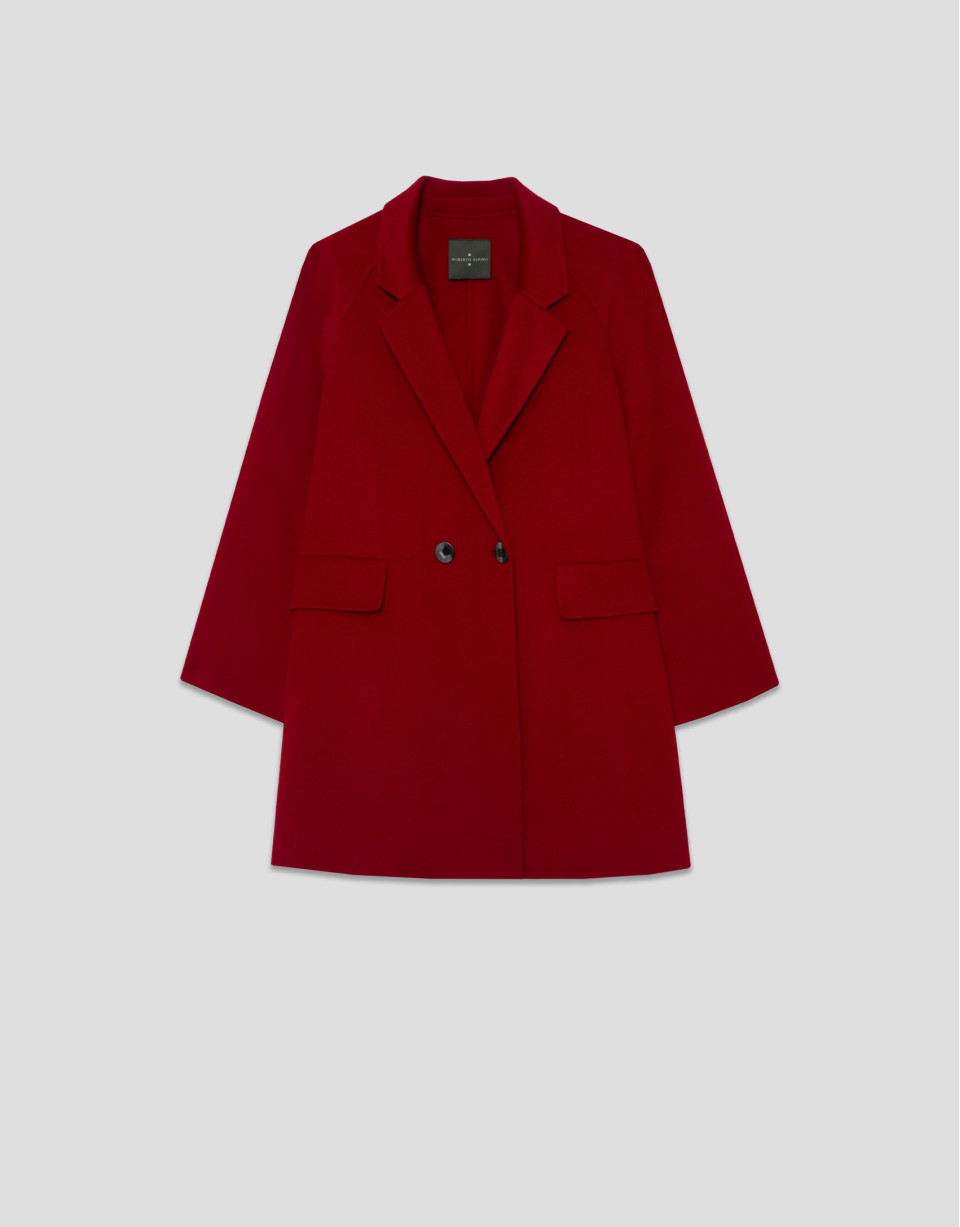 Red double-sided three-quarter length short coat | Roberto Verino