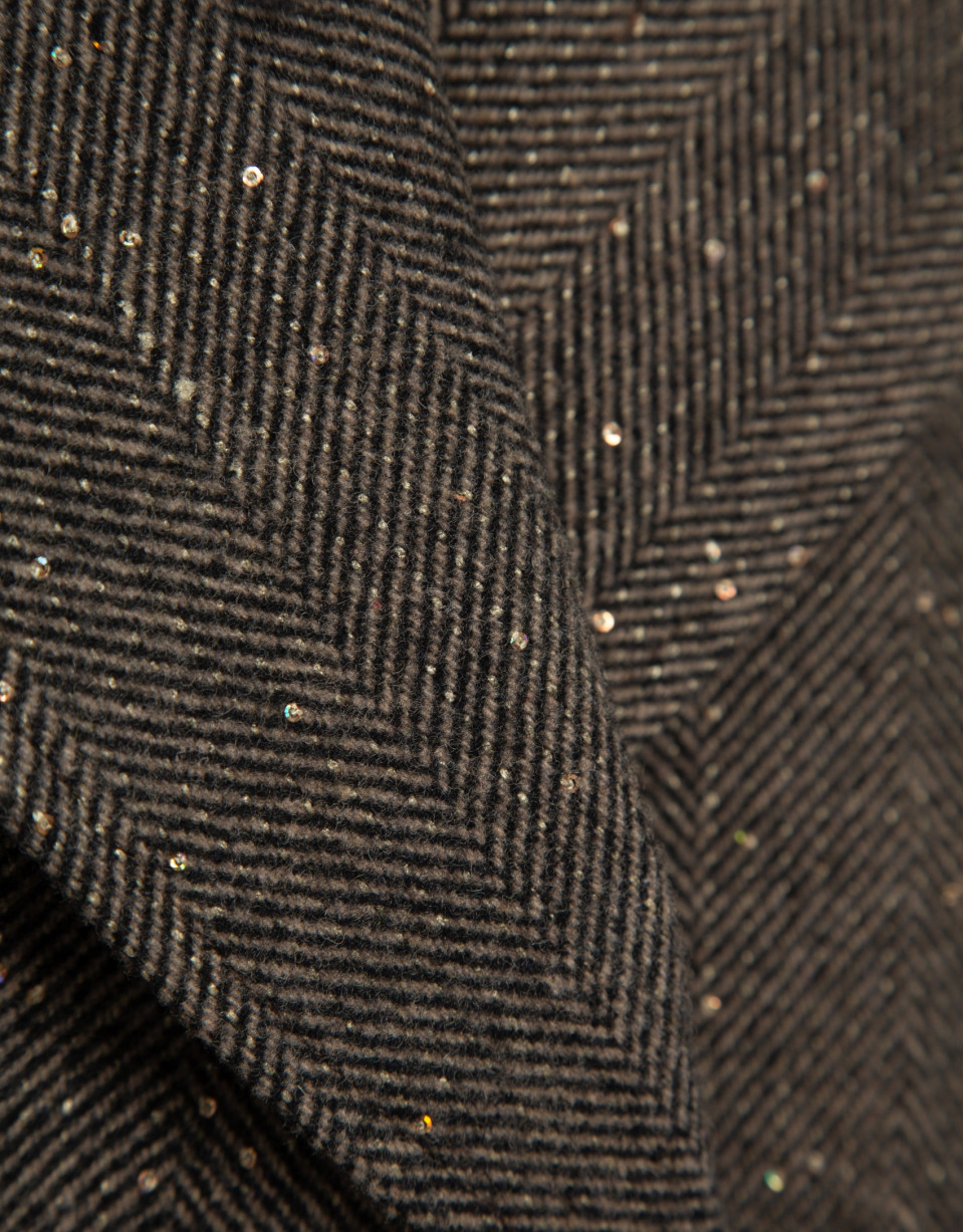 Brown herringbone three-quarter length ... | Roberto Verino