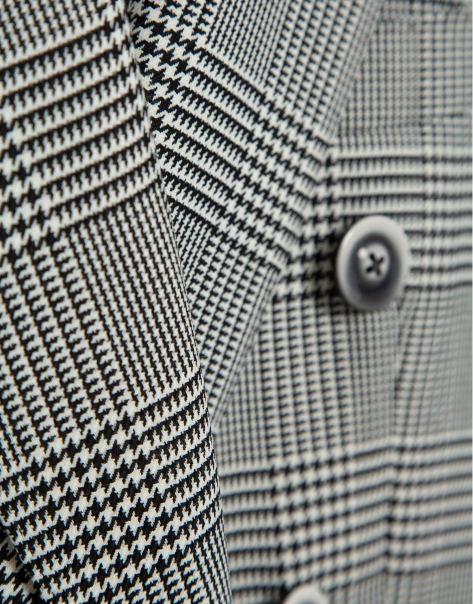 Black and white Welsh plaid double-breasted coat | Roberto Verino