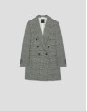 Black and white Welsh plaid double-breasted coat | Roberto Verino