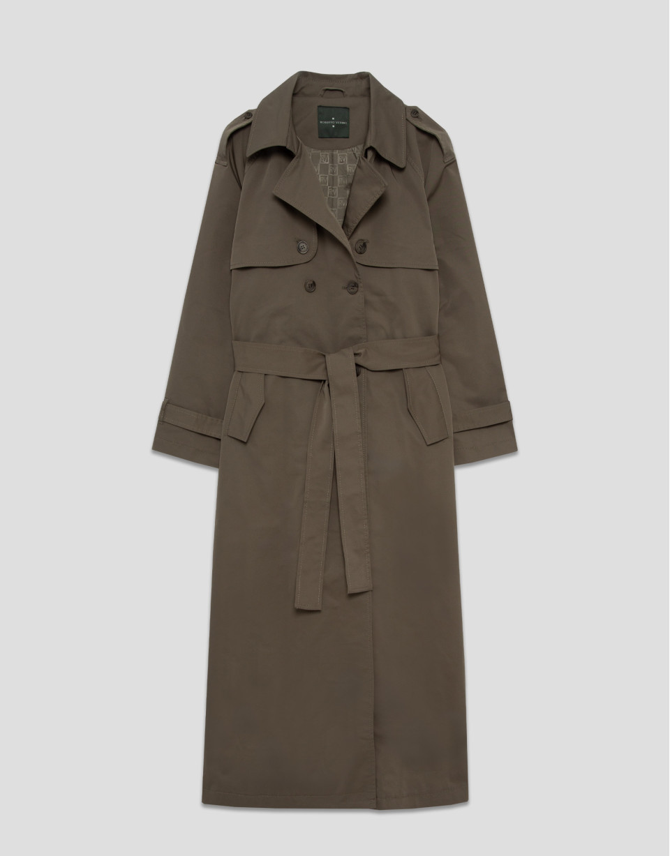 Classic long khaki green trench coat - Woman | Roberto Verino