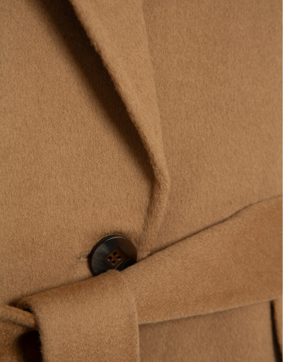 Camel double-sided oversized long coat - Woman | Roberto Verino