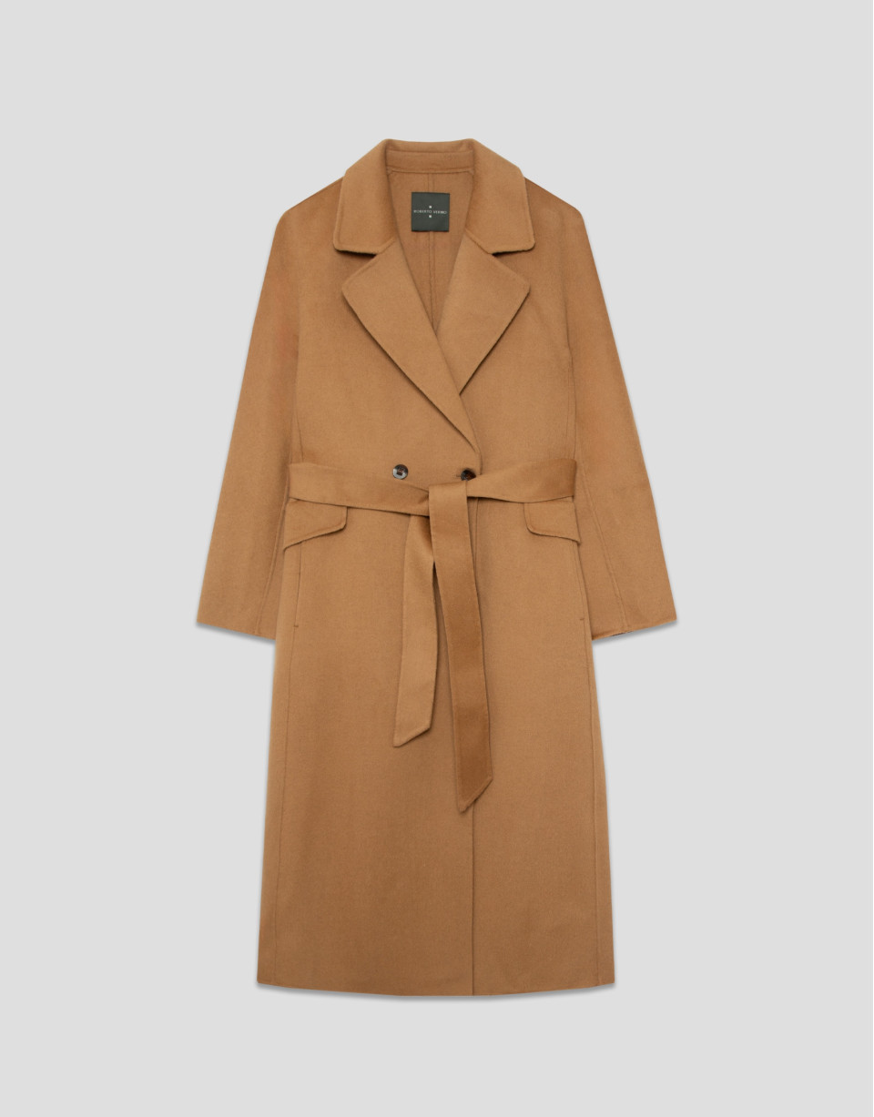 Camel double-sided oversized long coat - Woman | Roberto Verino