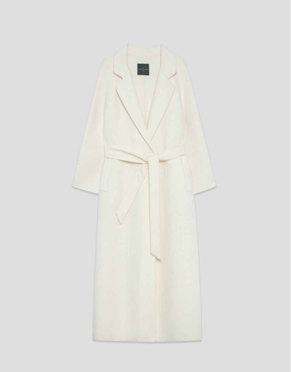 Long coat in white double-sided cloth - Woman | Roberto Verino