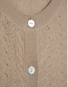 Beige openwork herringbone wool knit jacket | Roberto Verino