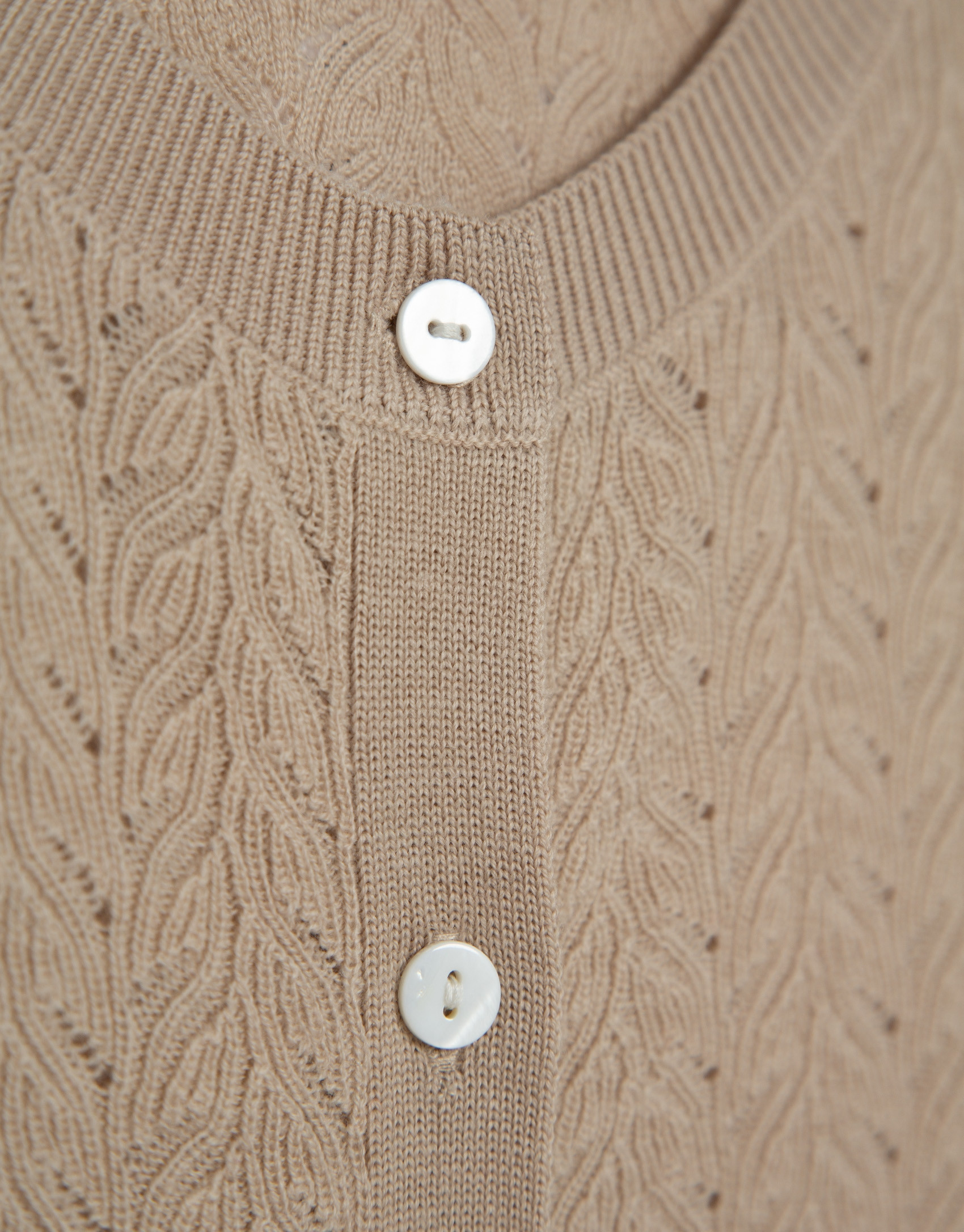 Chaqueta punto lana espiga calada beige - Mujer | Roberto Verino