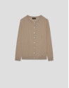 Beige openwork herringbone wool knit jacket | Roberto Verino
