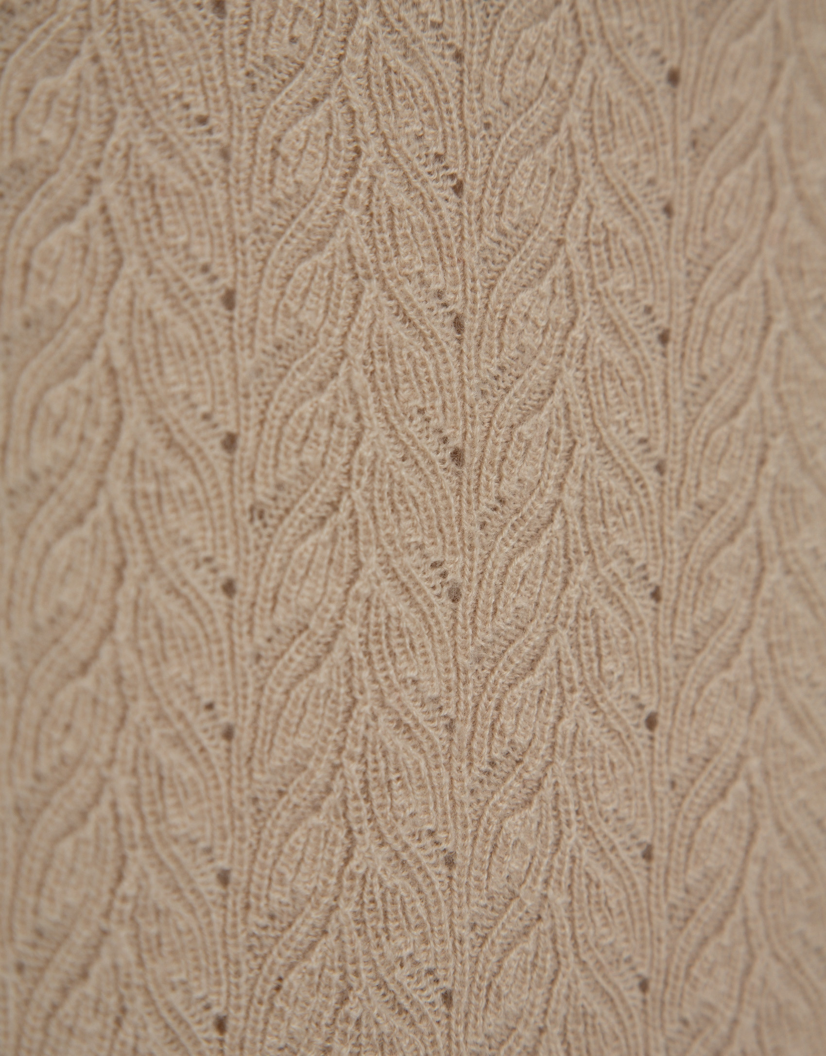 Beige openwork herringbone wool knit ... | Roberto Verino