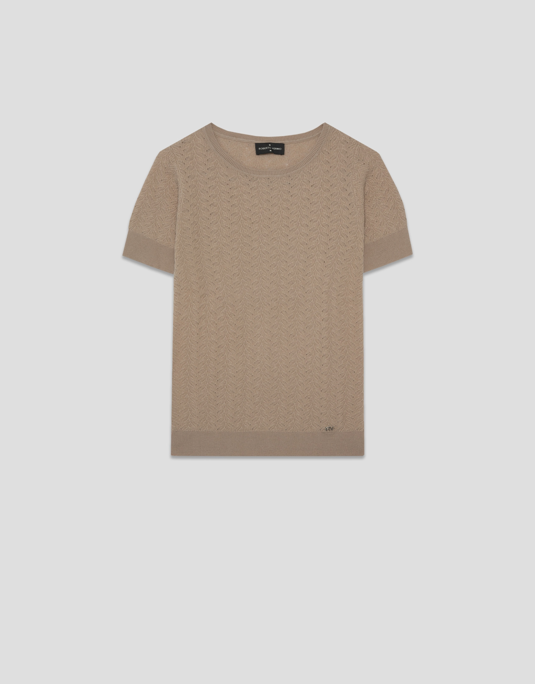 Camiseta manga corta punto lana espiga calada... | Roberto Verino