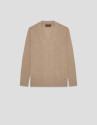 Beige fine gauge wool V-neck sweater - Woman | Roberto Verino