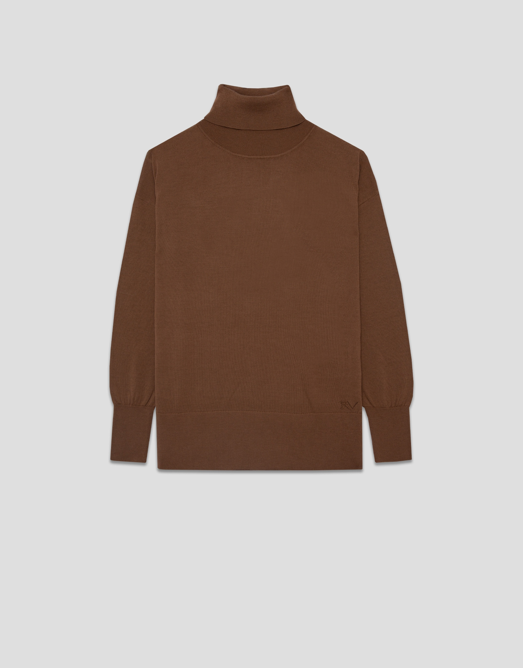 Camel wool turtleneck sweater in fine knit | Roberto Verino