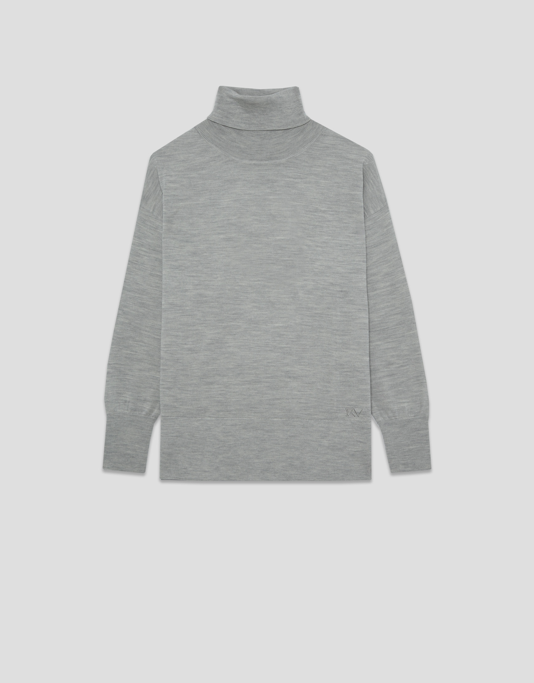 Turtleneck sweater in fine gray wool knit | Roberto Verino